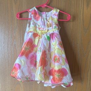 George Floral Kids Dress - Pink and Orange